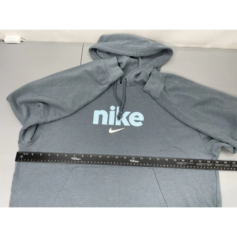 Nike Varsity Fleece Hoodie Sweatshirt Logo Graphic Swoosh Oversized Gray Women L